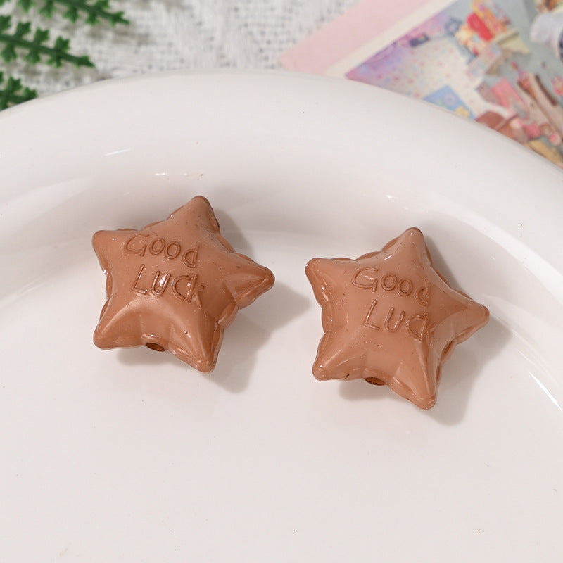 Wholesale 10pcs/pack Colorful Acrylic Lucky Star Straight Hole Beads